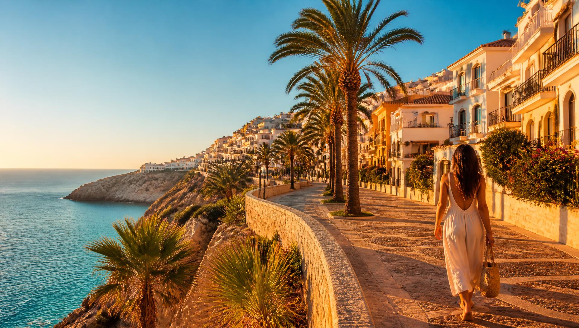 Zonsondergang boven de boulevard aan de Costa Blanca