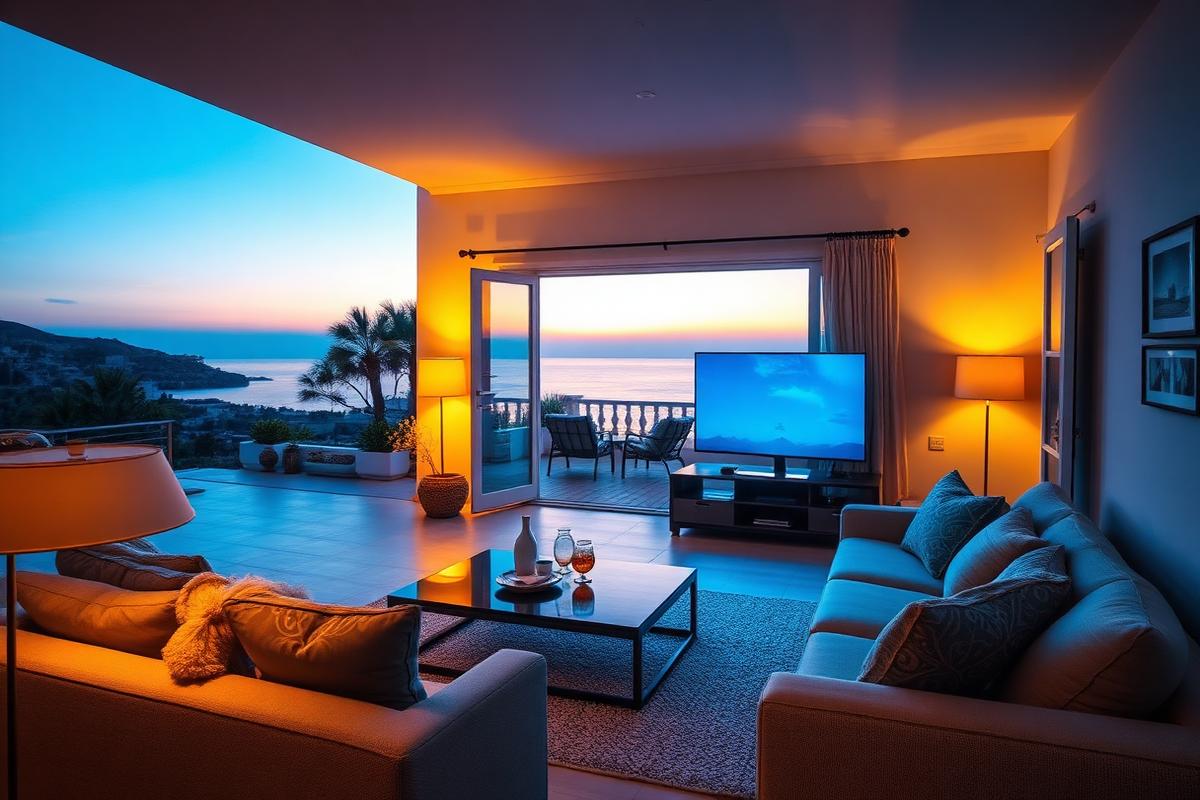 Avond aan de kust met de tv aan